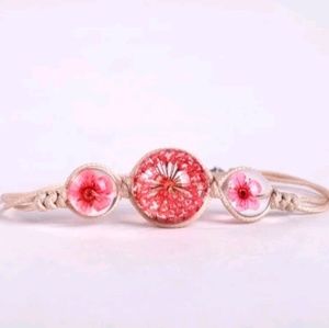 ADJUSTABLE DRY FLOWER BRACELET GLASS BALL